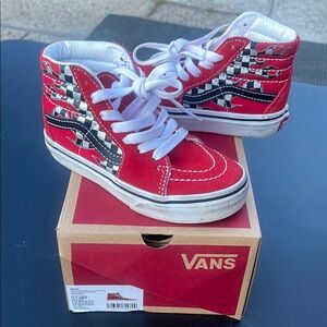 Kids Vans Red and Black Flame High-Tops